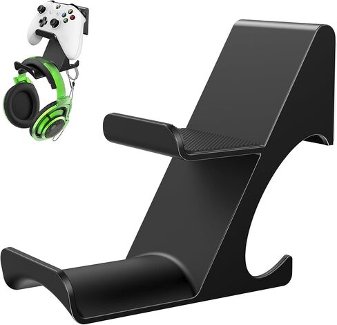 6amLifestyle Controller and Headphone Wall Mount Holder Stand with Cord Hanger for PS5 PS4 Xbox One Switch Pro Gamepad Controller Hook Strong Adhesive/Screws, White in Kuwait