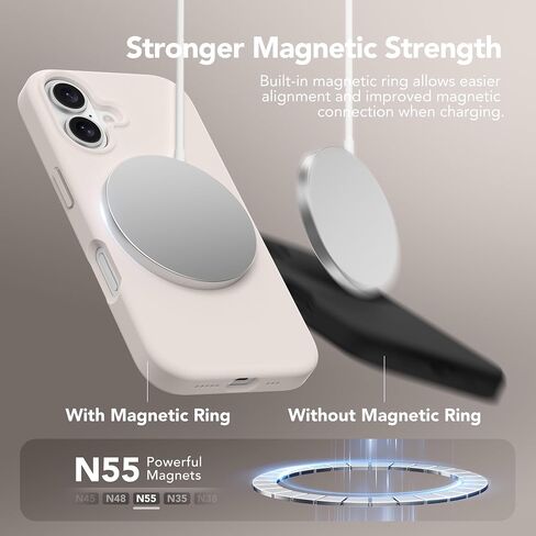 GONDZ MANGETER for iPhone 16 ، متوافق مع Magsafe ، [واقي شاشة + حامي عدسة الكاميرا] ، حالة الهاتف الواقي المضاد للخلع من السيليكون 6.1 بوصة ، الحجر in Kuwait