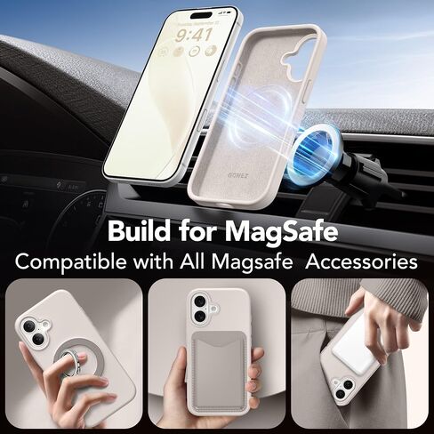 GONDZ MANGETER for iPhone 16 ، متوافق مع Magsafe ، [واقي شاشة + حامي عدسة الكاميرا] ، حالة الهاتف الواقي المضاد للخلع من السيليكون 6.1 بوصة ، الحجر in Kuwait
