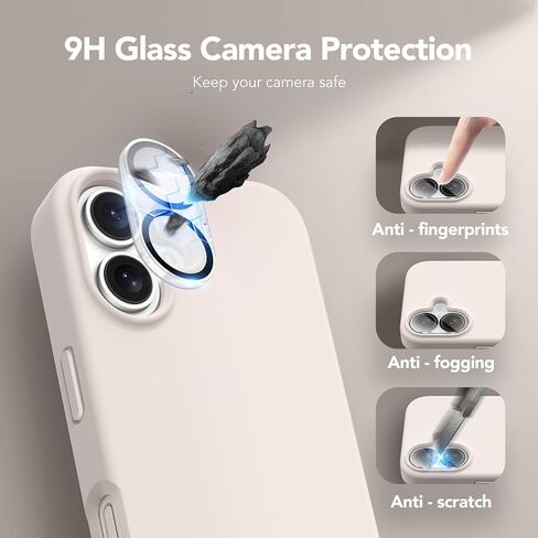 GONDZ MANGETER for iPhone 16 ، متوافق مع Magsafe ، [واقي شاشة + حامي عدسة الكاميرا] ، حالة الهاتف الواقي المضاد للخلع من السيليكون 6.1 بوصة ، الحجر in Kuwait