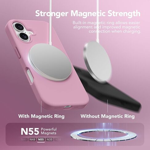 GONEZ Magnetic for iPhone 16 Case, Compatible with MagSafe, [Screen Protector + Camera Lens Protector], Silicone Shockproof Anti-Scratch Protective Phone Case 6.1 inch, Stone in Kuwait