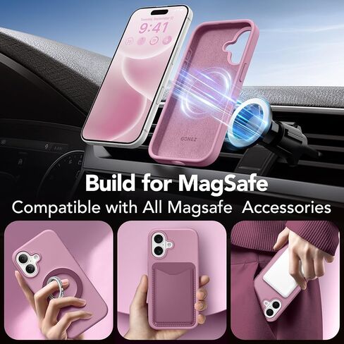 GONEZ Magnetic for iPhone 16 Case, Compatible with MagSafe, [Screen Protector + Camera Lens Protector], Silicone Shockproof Anti-Scratch Protective Phone Case 6.1 inch, Stone in Kuwait