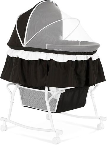 Lacy Portable 2-in-1 Bassinet & Cradle in Blue and White, Lightweight Baby Bassinet with Storage Basket, Adjustable and Removable Canopy in Kuwait