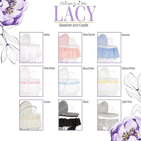 Lacy Portable 2-in-1 Bassinet & Cradle in Blue and White, Lightweight Baby Bassinet with Storage Basket, Adjustable and Removable Canopy in Kuwait