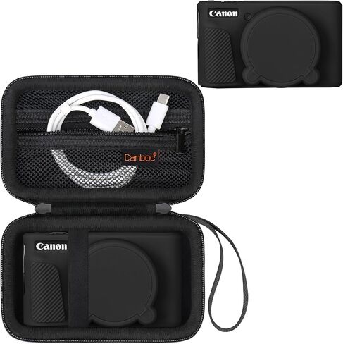 علبة Canboc لـ Canon PowerShot SX740 SX730 HS الكاميرا الرقمية ، 1* حالة حمل صلبة + 1* غطاء واقي من السيليكون الناعم مع غطاء عدسة قابلة للإزالة ، وردي (حالة فقط) in Kuwait