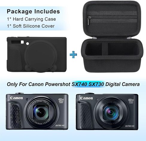علبة Canboc لـ Canon PowerShot SX740 SX730 HS الكاميرا الرقمية ، 1* حالة حمل صلبة + 1* غطاء واقي من السيليكون الناعم مع غطاء عدسة قابلة للإزالة ، وردي (حالة فقط) in Kuwait
