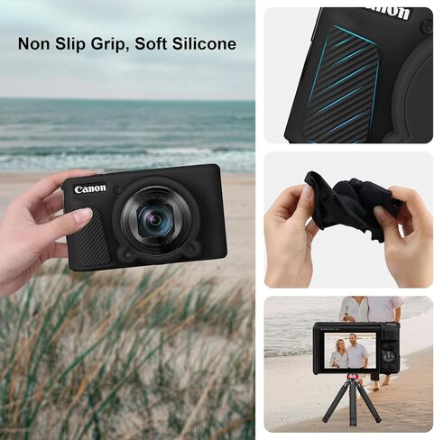 علبة Canboc لـ Canon PowerShot SX740 SX730 HS الكاميرا الرقمية ، 1* حالة حمل صلبة + 1* غطاء واقي من السيليكون الناعم مع غطاء عدسة قابلة للإزالة ، وردي (حالة فقط) in Kuwait