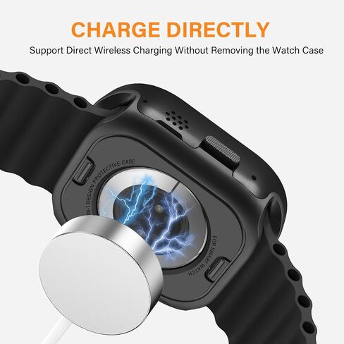 2 in 1 Metal Case Compatible with Apple Watch Ultra 2/Ultra 49mm Case, Rugged Protective Bumper with Shockproof Silicone Cover for iWatch 49mm (Black) in Saudi Arabia