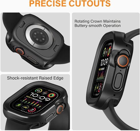 2 in 1 Metal Case Compatible with Apple Watch Ultra 2/Ultra 49mm Case, Rugged Protective Bumper with Shockproof Silicone Cover for iWatch 49mm (Black) in Saudi Arabia