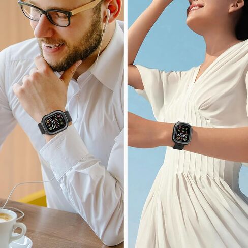 2 in 1 Metal Case Compatible with Apple Watch Ultra 2/Ultra 49mm Case, Rugged Protective Bumper with Shockproof Silicone Cover for iWatch 49mm (Black) in Saudi Arabia