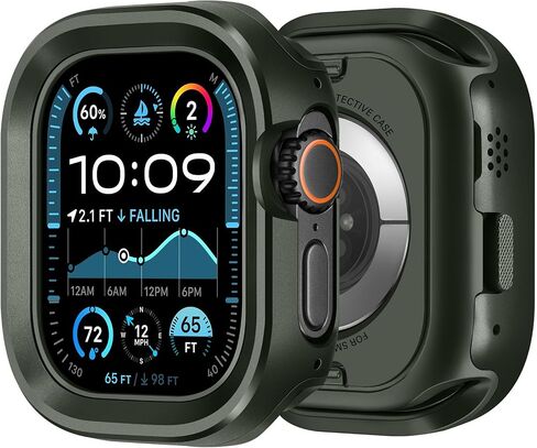 2 in 1 Metal Case Compatible with Apple Watch Ultra 2/Ultra 49mm Case, Rugged Protective Bumper with Shockproof Silicone Cover for iWatch 49mm (Black) in Saudi Arabia