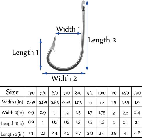 Southern Tuna Saltwater Fishing Hooks, 15pcs Stainless Steel Big Game Trolling Hooks Forged Ringed Extra 6X Strong Ultra Sharp Size 5/0-13/0 in Saudi Arabia