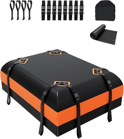 DEEAGLE 15 Cubic Feet Rooftop Cargo Carrier, Waterproof Car Roof Cargo Carrier Car Storage Bag for All Vehicle with Without Rack, Includes Non Slip Mat, 4 Door Hooks, 8 Reinforced Straps in Saudi Arabia