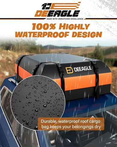 DEEAGLE 15 Cubic Feet Rooftop Cargo Carrier, Waterproof Car Roof Cargo Carrier Car Storage Bag for All Vehicle with Without Rack, Includes Non Slip Mat, 4 Door Hooks, 8 Reinforced Straps in Saudi Arabia