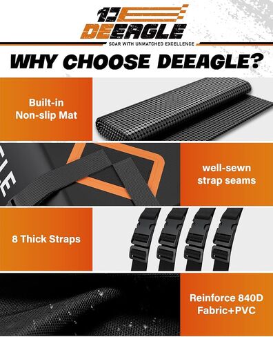 DEEAGLE 15 Cubic Feet Rooftop Cargo Carrier, Waterproof Car Roof Cargo Carrier Car Storage Bag for All Vehicle with Without Rack, Includes Non Slip Mat, 4 Door Hooks, 8 Reinforced Straps in Saudi Arabia