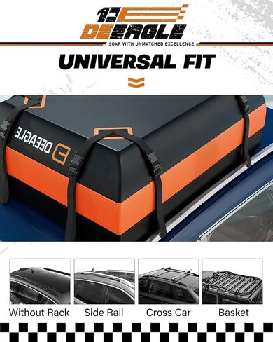 DEEAGLE 15 Cubic Feet Rooftop Cargo Carrier, Waterproof Car Roof Cargo Carrier Car Storage Bag for All Vehicle with Without Rack, Includes Non Slip Mat, 4 Door Hooks, 8 Reinforced Straps in Saudi Arabia