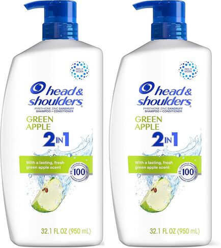 Head and Shoulders Shampoo and Conditioner 2 in 1, Anti Dandruff Treatment & Scalp Care, Classic Clean Scent, for All Hair Types including Color Treated, Curly or Textured Hair, 32.1 fl oz, Twin Pack in Kuwait