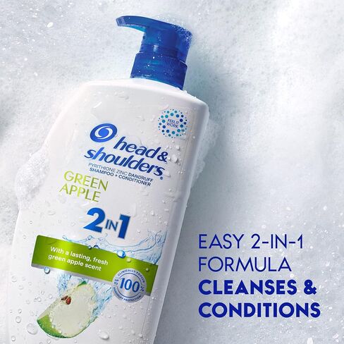Head and Shoulders Shampoo and Conditioner 2 in 1, Anti Dandruff Treatment & Scalp Care, Classic Clean Scent, for All Hair Types including Color Treated, Curly or Textured Hair, 32.1 fl oz, Twin Pack in Kuwait