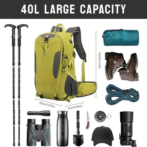 Hiking Backpack 40L, Waterproof Hiking Backpack with Rain Cover, Large Camping Bag Outdoor Sport Travel Daypack in Kuwait