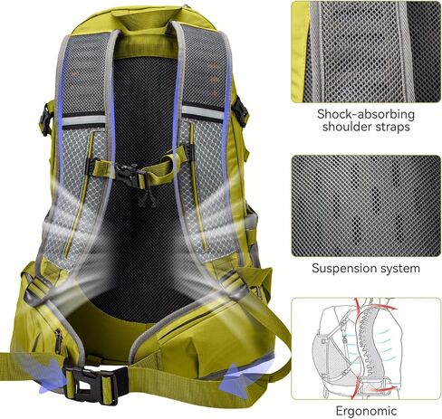 Hiking Backpack 40L, Waterproof Hiking Backpack with Rain Cover, Large Camping Bag Outdoor Sport Travel Daypack in Kuwait