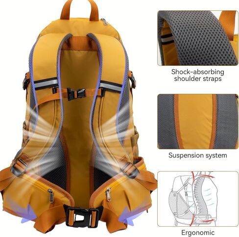 Hiking Backpack 40L, Waterproof Hiking Backpack with Rain Cover, Large Camping Bag Outdoor Sport Travel Daypack | Rain Cover in Kuwait