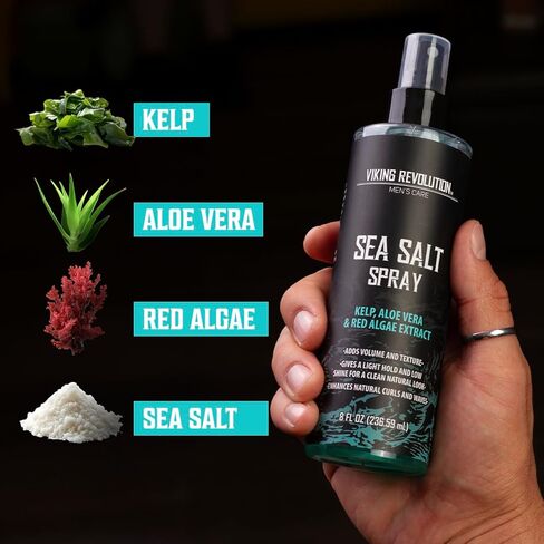 Viking Revolution Sea Salt Spray for Hair Men - Hair Texturizing Spray with Kelp, Aloe Vera and Red Algae Extract - Surf Spray to Add Volume and Texture Sea Salt Spray for Men Beach Hair Spray - 8oz in Kuwait