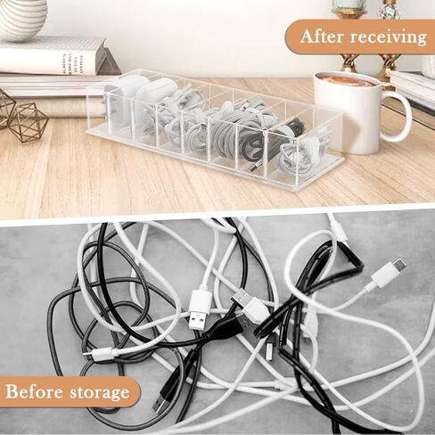 4Pcs Cable Organizer Box with Cable Ties Charger Box Organizer Cord Storage Organizer Box with 40 Wire Ties for Office Desk Drawer Crafts Fishing Tackles(Clear) in Saudi Arabia
