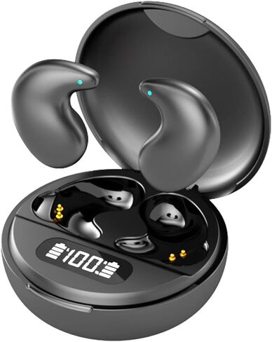 Wireless Invisible Sleep Headphones, Small Flat Fit Comfort Ware Sleeping Earbuds for Side Sleepers, Long Playtime LED Power Display Water Resistant Earphones for Sleeping Running Sports (Black) in Saudi Arabia