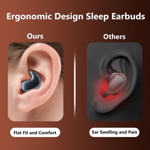 Wireless Invisible Sleep Headphones, Small Flat Fit Comfort Ware Sleeping Earbuds for Side Sleepers, Long Playtime LED Power Display Water Resistant Earphones for Sleeping Running Sports (Black) in Saudi Arabia