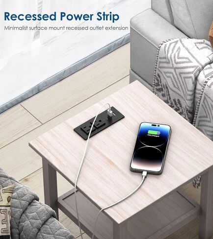 قطاع الطاقة المريح 30W USB C ، منفذ مكتب Mount Flush Flush ، 2 منافذ USB ، منفذ مريح لجدول جانبي/أريكة ، شريط طاقة قابس مسطح رفيع للغاية ، سلك 3 أقدام (أسود) in Kuwait