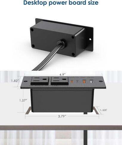 قطاع الطاقة المريح 30W USB C ، منفذ مكتب Mount Flush Flush ، 2 منافذ USB ، منفذ مريح لجدول جانبي/أريكة ، شريط طاقة قابس مسطح رفيع للغاية ، سلك 3 أقدام (أسود) in Kuwait