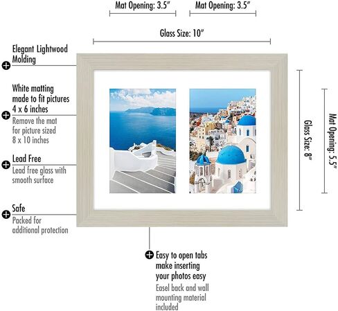 Americanflat 6x14 Collage Picture Frame with Shatter-Resistant Glass - Fits Two 4x6 Photos or One 6x14 Photo - Gallery Wall Frame Set - Signature Collection - Photo Frame for Wall or Tabletop – White in Saudi Arabia