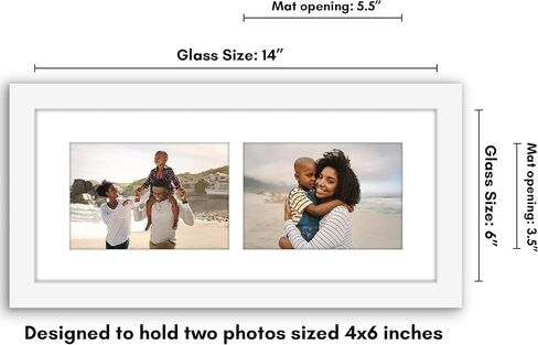 إطار صورة مجمعة مقاس 6 × 14 من Americanflat مع زجاج مقاوم للكسر - يناسب صورتين مقاس 4 × 6 أو صورة واحدة مقاس 6 × 14 - مجموعة إطارات حائط المعرض - مجموعة مميزة - إطار صور للحائط أو سطح الطاولة - أسود in Kuwait