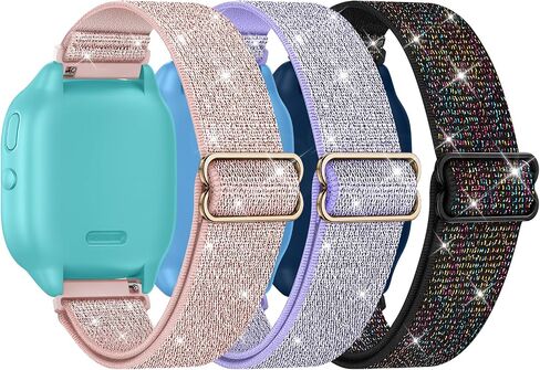 3 Pack Sparkly Stretchy Gizmo Watch Band for Kids Compatible with Gizmo Watch 3 2 1/ Gabb Watch 3 2 1/ SyncUP/Cosmo JrTrack Watch, Bling Soft Nylon Elastic Bands for Boys Girls in Saudi Arabia