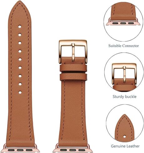 Bestig Leather Bands متوافق مع Apple Watch Band 38mm 40mm 41mm 42mm 44mm 45mm 46mm 49mm للنساء ، حزام معصم من الجلد الأصلي لـ Iwatch Ultra Se Series 10 9 8 7 5 4 3 2 1 in Kuwait