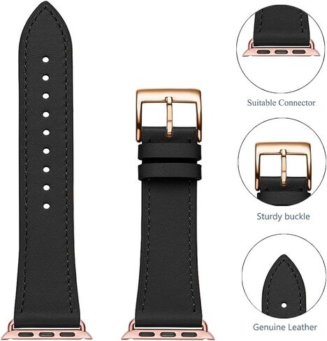 Bestig Leather Bands متوافق مع Apple Watch Band 38mm 40mm 41mm 42mm 44mm 45mm 46mm 49mm للنساء ، حزام معصم من الجلد الأصلي لـ Iwatch Ultra Se Series 10 9 8 7 5 4 3 2 1 in Kuwait