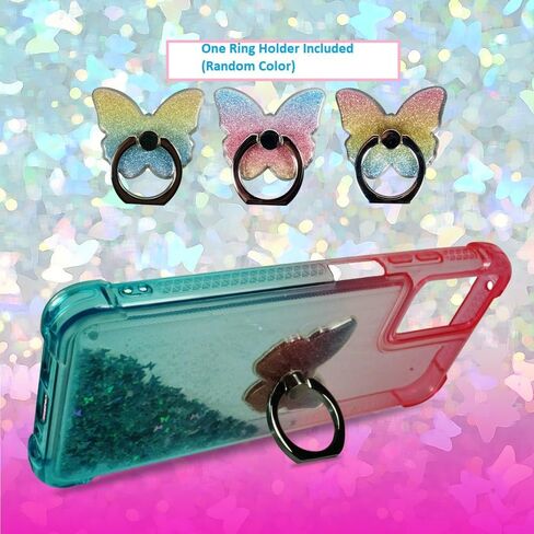 Zase Moto G Power 5G (2024) Phone Case Floating Liquid Glitter 3D Butterflies Sparkly Bling Waterfall Quicksand Cute Design for Motorola G Power 2024 w/Phone Ring Holder Stand (Gradient Pink Aqua) in Saudi Arabia