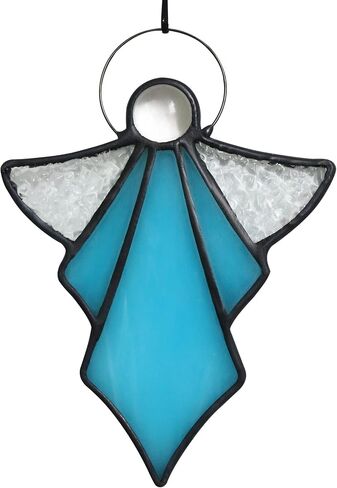 Pink Angel Stained Glass Window Hangings Tiffany Style Gift Gifts for Nurse,Memorial Remembrance Sympathy (6.3"×4.3") in Kuwait