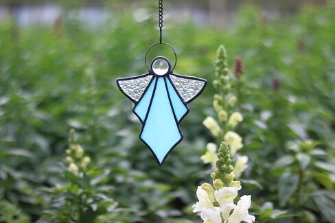 Pink Angel Stained Glass Window Hangings Tiffany Style Gift Gifts for Nurse,Memorial Remembrance Sympathy (6.3"×4.3") in Kuwait
