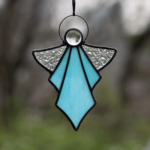 Pink Angel Stained Glass Window Hangings Tiffany Style Gift Gifts for Nurse,Memorial Remembrance Sympathy (6.3"×4.3") in Kuwait