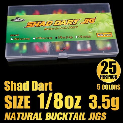Shad Darts Crappie Jigs Head Bucktail Hair Jig for American Shad Crappie Bass Fishing Lures 1/16oz 1/8oz 1/32oz 1/4oz 25 Pack in Kuwait