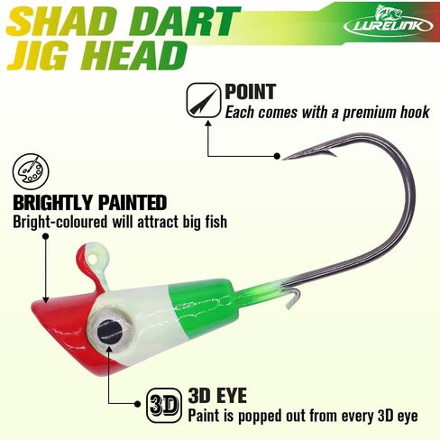 Shad Darts Crappie Jigs Head Bucktail Hair Jig for American Shad Crappie Bass Fishing Lures 1/16oz 1/8oz 1/32oz 1/4oz 25 pack in Kuwait