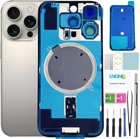 16 Pro Back Glass Replacement for iPhone 16 Pro Rear Back Cover Glass Waterproof and Camera Lens+Professional Repair Tool Kit (Natural Titanium) in Kuwait