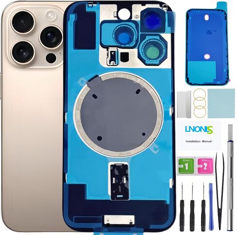 16 Pro Back Glass Replacement for iPhone 16 Pro Rear Back Cover Glass Waterproof and Camera Lens+Professional Repair Tool Kit (Natural Titanium) in Kuwait