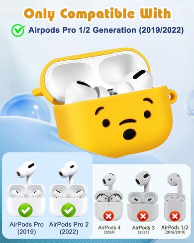 BOARETIU for AirPods Pro/Pro 2nd Case - Cute Kawaii Red Bow مع سلسلة مفاتيح لـ Airpods Pro & Pro 2 Case Cover Funder 3D Soft Silicone Cool for Girls Teens Boys in Kuwait