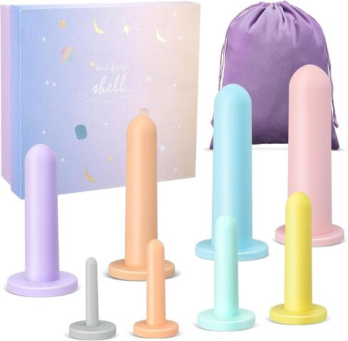 Geiserailie 8 Pcs Silicone Dilator Set Pelvic Floor Strengthening Device Pelvic Floor Muscle Trainer Exerciser Comfortable Silicone Stretcher with Storage Bag and Box for Women, 8 Different Sizes in Saudi Arabia