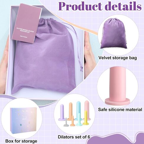 Geiserailie 8 Pcs Silicone Dilator Set Pelvic Floor Strengthening Device Pelvic Floor Muscle Trainer Exerciser Comfortable Silicone Stretcher with Storage Bag and Box for Women, 8 Different Sizes in Saudi Arabia