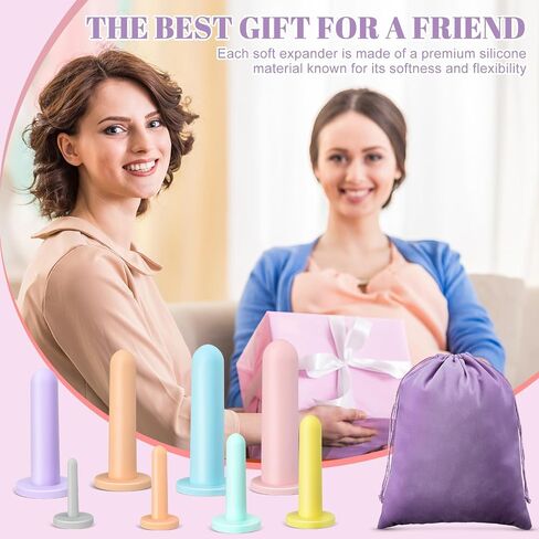 Geiserailie 8 Pcs Silicone Dilator Set Pelvic Floor Strengthening Device Pelvic Floor Muscle Trainer Exerciser Comfortable Silicone Stretcher with Storage Bag and Box for Women, 8 Different Sizes in Saudi Arabia