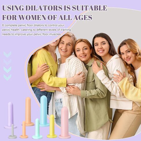 Geiserailie 8 Pcs Silicone Dilator Set Pelvic Floor Strengthening Device Pelvic Floor Muscle Trainer Exerciser Comfortable Silicone Stretcher with Storage Bag and Box for Women, 8 Different Sizes in Saudi Arabia