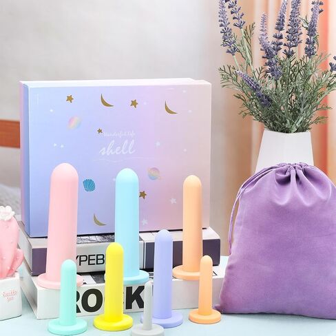 Geiserailie 8 Pcs Silicone Dilator Set Pelvic Floor Strengthening Device Pelvic Floor Muscle Trainer Exerciser Comfortable Silicone Stretcher with Storage Bag and Box for Women, 8 Different Sizes in Saudi Arabia